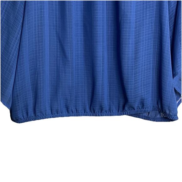 Alyx Peasant Blouse Blue Sheer Flowy Crochet Trim Quarter Sleeves Size Large - Picture 5 of 8